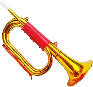 Toy Trumpet 13 Inch Playable Developmental Safe PP Plastic Golden Kids Trumpet with Comfortable Handle Educational Kids Musical Instruments.