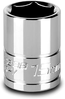 Capri Tools 15 mm flat socket, 3/8 inch drive, hexagonal, metric