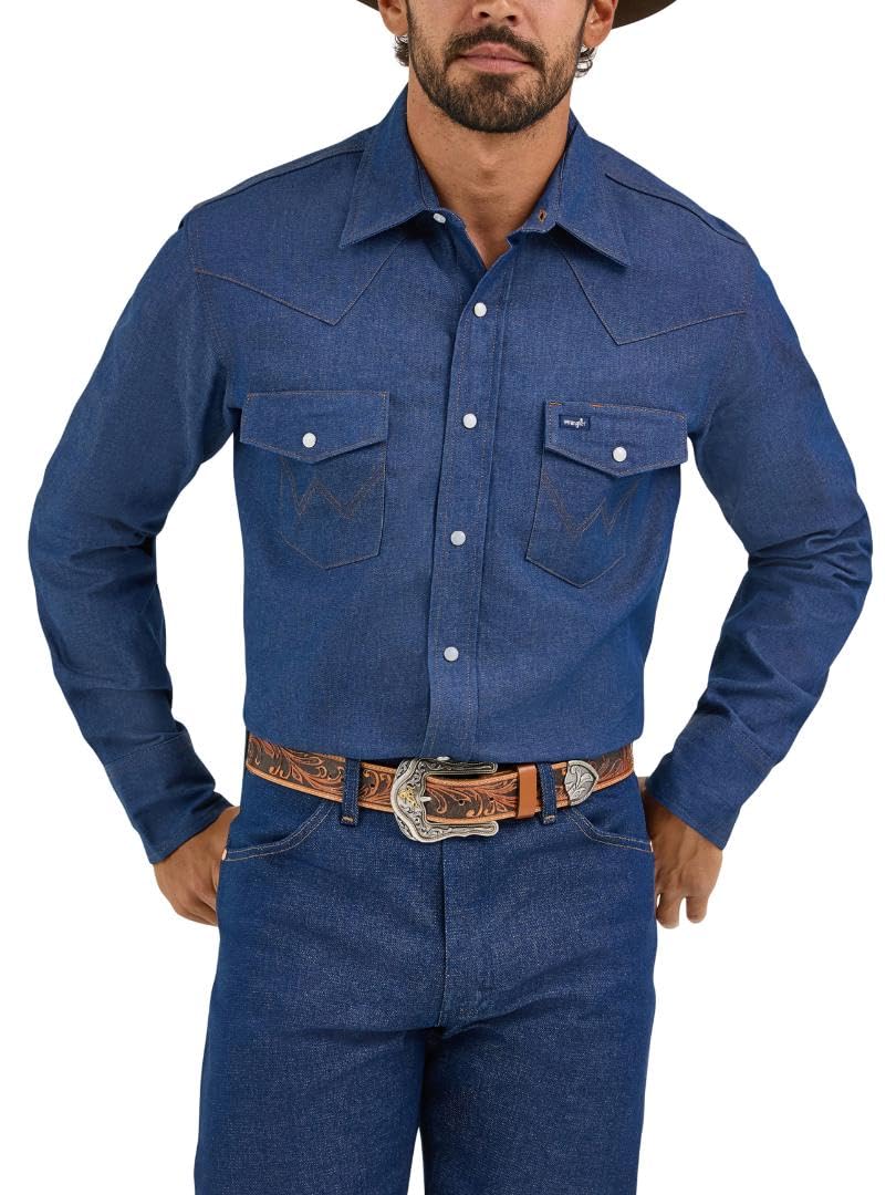Wrangler Men's Chambray Long Sleeve Work Shirt Chambray