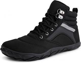 Womens Mens Winter Barefoot Boots Shoes Warm Minimalist Wide Toe Box Snow Boots Zero Drop Sole Water Resistant Outdoor Hiking Ankle Booties