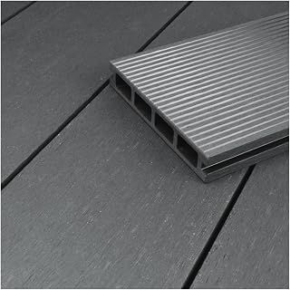 HORI WPC Decking Board Cuba Hollow Chamber I Patio Complete Set Including 40 x 60 mm Substructure and Clips I Weatherproof, Durable, Easy to Clean Surface: 5 m² Plank Length: 3.20 m Grey
