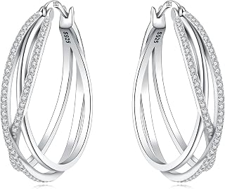 925 Sterling Silver Hoop Earrings for Women Hypoallergenic Sterling Silver Huggies Earrings for Women