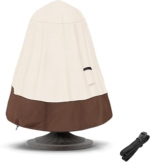TACOMA Fountain Cover 36" D x 50" H,Outdoor 600D Heavy Duty Garden Fountains Statue Protective Cover with Drawstring,Waterproof Windproof Fountain Protector Covers for Winter,(Beige & Brown)