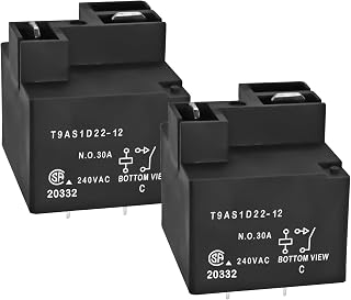 T9AS1D22-12 30A PCB or Panel Mount Relay - 4Pins High Breaking Capacity PCB Mount Relay for HVAC, Power Supplies, and Domestic Appliances