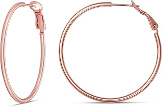 Amazon Essentials Sterling Silver or Gold plated Lightweight Paddle Back Hoop Earrings