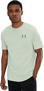 Under Armour Men's Loose T-Shirt with Logo on Left Chest, Titanium/Clay Green