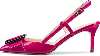 Castamere Women's Stiletto Mid Heel Pointed Toe Slip-On Pumps Slingback Bow Tie Dress Wedding Party Sandals 6.5 cm Heels