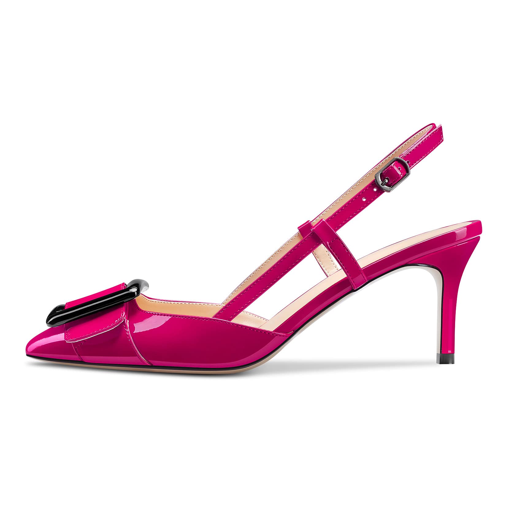 Castamere Women's Stiletto Mid Heel Pointed Toe Slip-On Pumps Slingback Bow Tie 