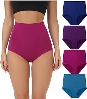 wirarpa Women's Super High Waisted Briefs Underwear Cotton Full Coverage Panties for Women 4 Pack