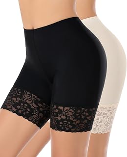 YARRCO Lace Anti Chafing Shorts for Women Seamless Slip Shorts for Under Dresses Boyshorts Safety Shorts Underwear