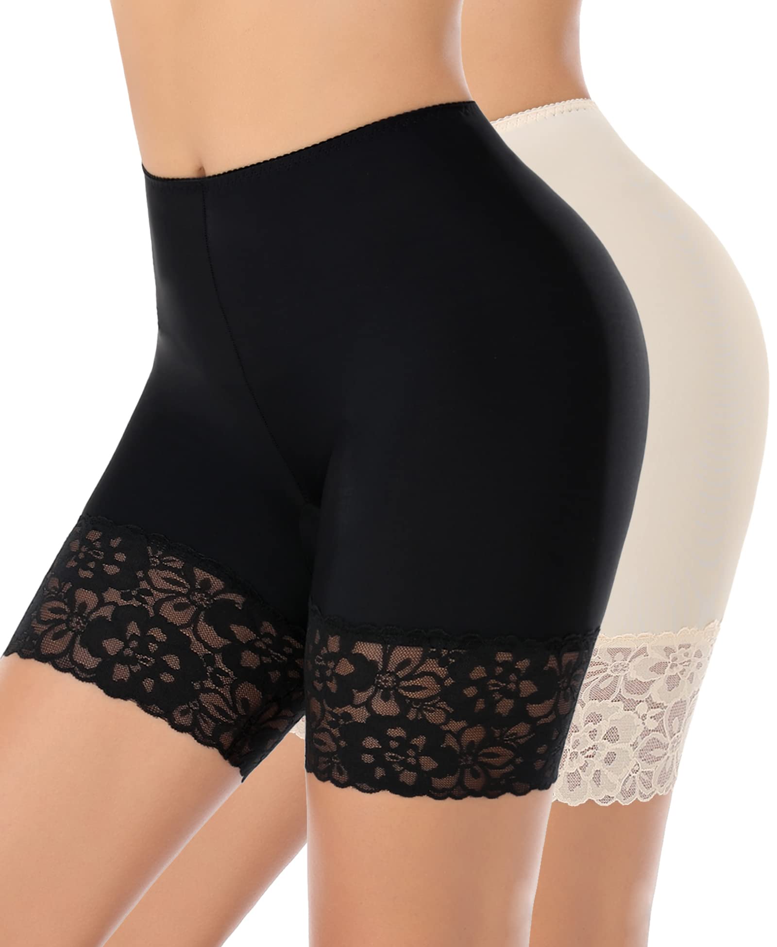 YARRCO Lace Anti Chafing Shorts for Women Seamless Slip Shorts for Under Dresses
