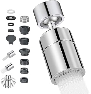 Kitchen Tap Spray Head, 360° Swivel Spout Kitchen Sink Tap, Tap Faucet Attachment Spray with 2 Functions Modes, Replacement Tap Aerator Sprayer Accessories, Universal Tap Adapter Attachment (Silvery)