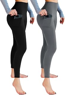 Leafigure 2 Pack Opaque High Waist Workout Leggings with Pockets for