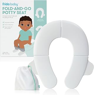 Frida Baby Fold-and-Go Portable Potty Seat for Toilet, with Travel Bag | For Toddlers, Non-Slip Base, Handles, Fits Round & Oval Toilets, Compact, Lightweight, With Travel Bag for On The Go