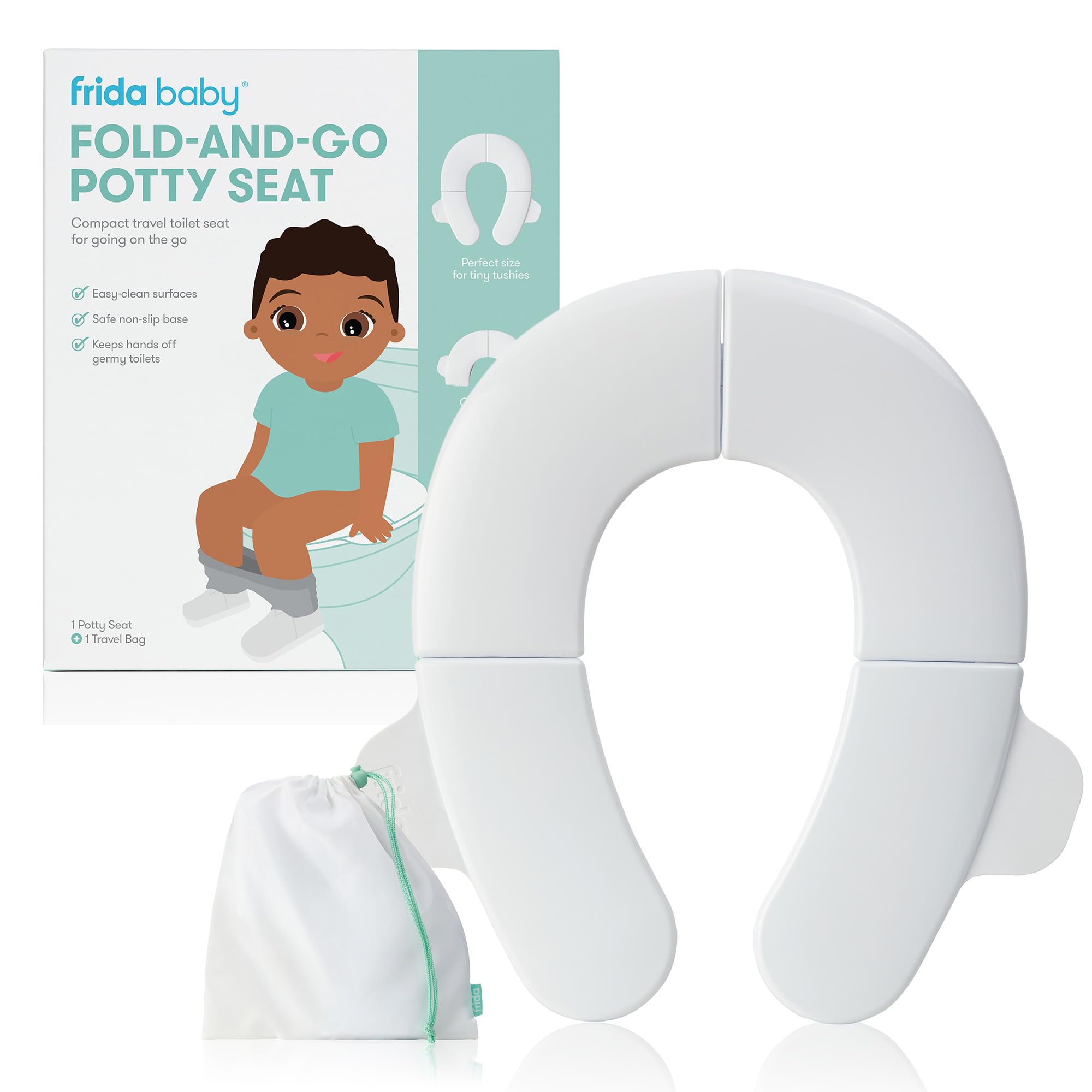 Frida Baby Fold-and-Go Portable Potty Seat for Toilet, with Travel Bag | For Tod