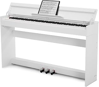 MUSTAR Digital Piano 88 Weighted Keys, 88 Key Piano Keyboard Semi Weighted | Home Digital Piano for Beginners, 800 Tones/600 Rhythms/80 Demo, 3 Pedals Furniture Stand USB/MIDI Wireless Connection, White