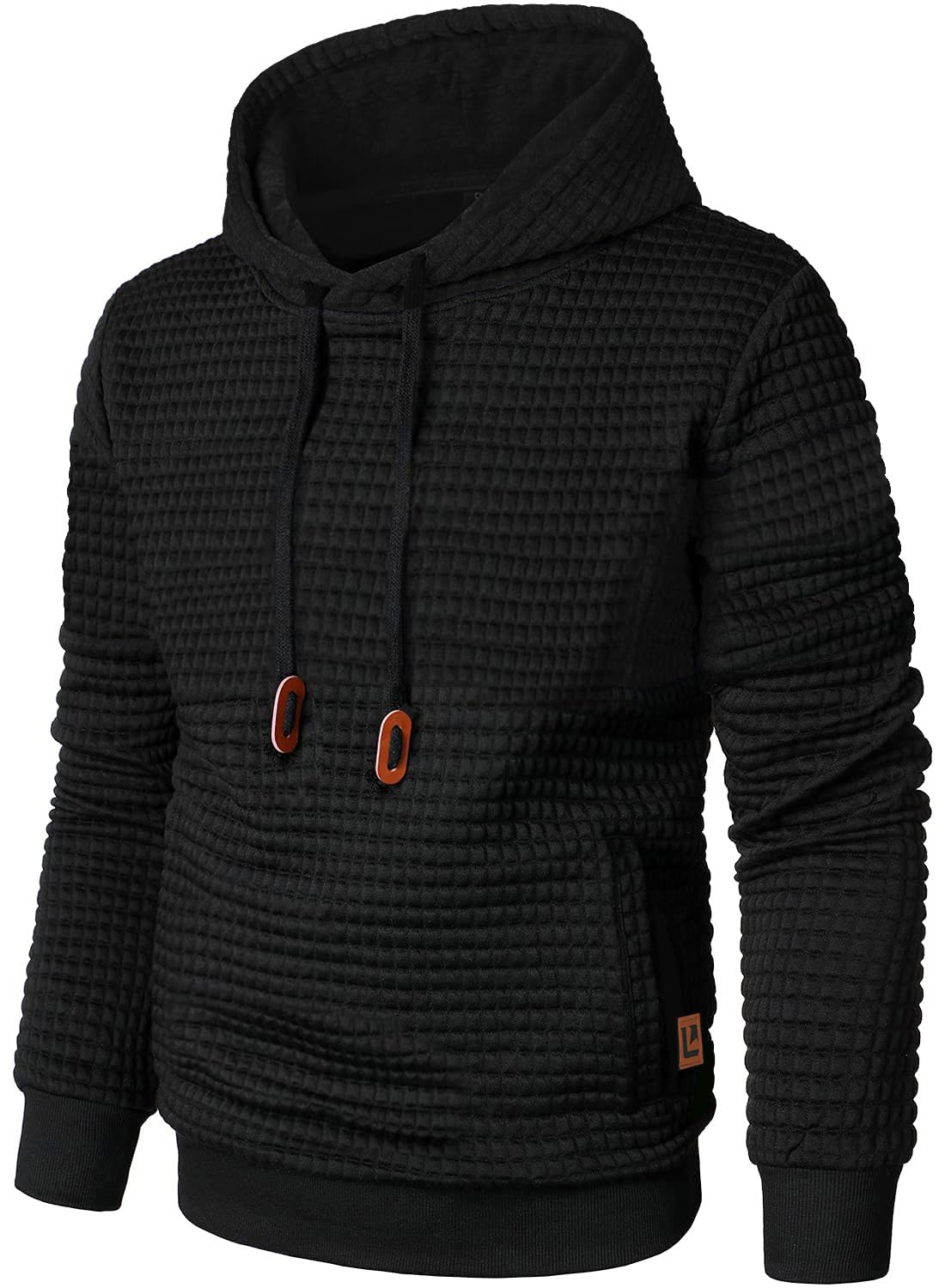Qichic Men’s Sweatshirts Long Sleeve Pullover Patchwork Plaid Jacquard Hoodie Ca