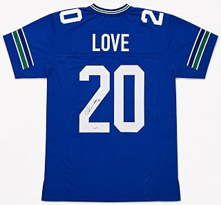 S.e.a.t.t.l.e Seahawks Julian Love Autographed Blue Throwback Football Jersey MCS Holo Stock #265666