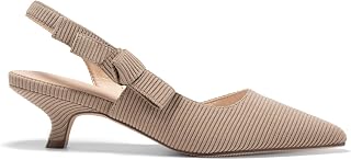 Coutgo Womens Slingback Kitten Heels Pointed Toe D’Orsay Bow Dress Shoes