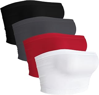 4 Pieces Tube Top Strapless Tops for Women Summer Bandeau Basic Crop Tops Sleeveless Shirt 2026