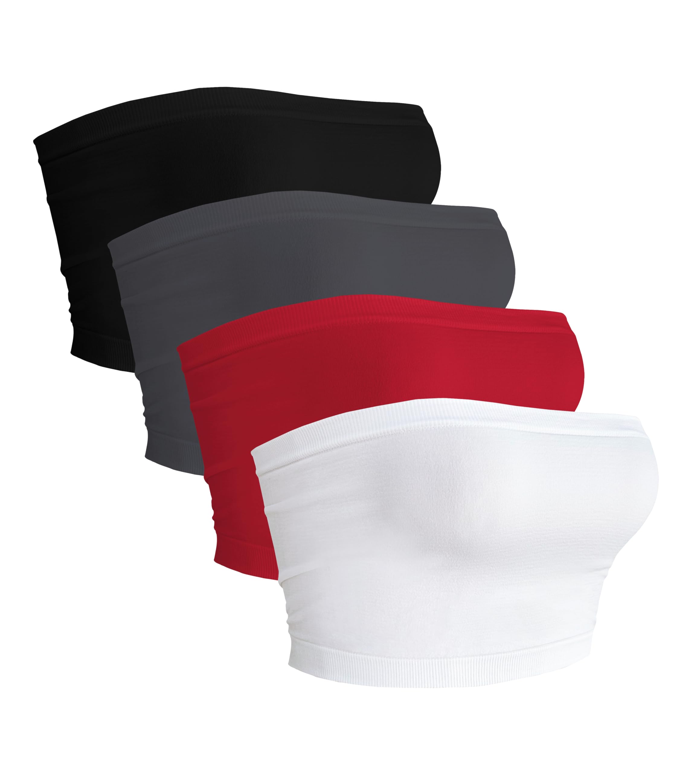 4 Pieces Tube Top Strapless Tops for Women Summer Bandeau Basic Crop Tops Sleeve