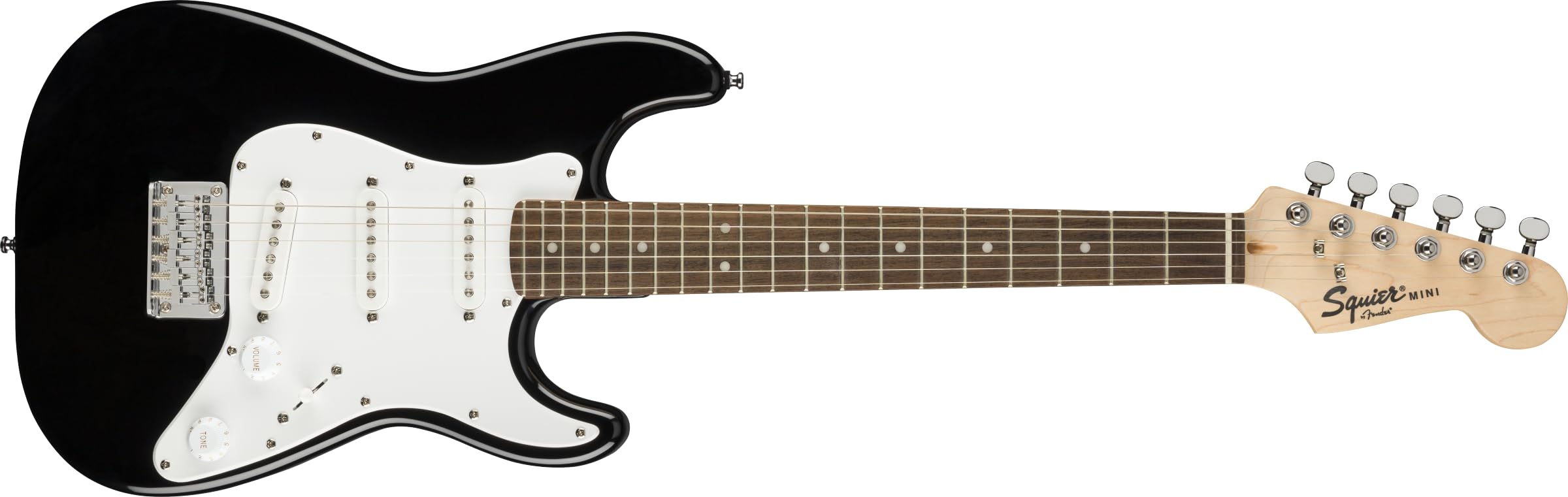 Squier Mini Stratocaster Electric Guitar, with 2-Year Warranty, Black, Laurel Fi