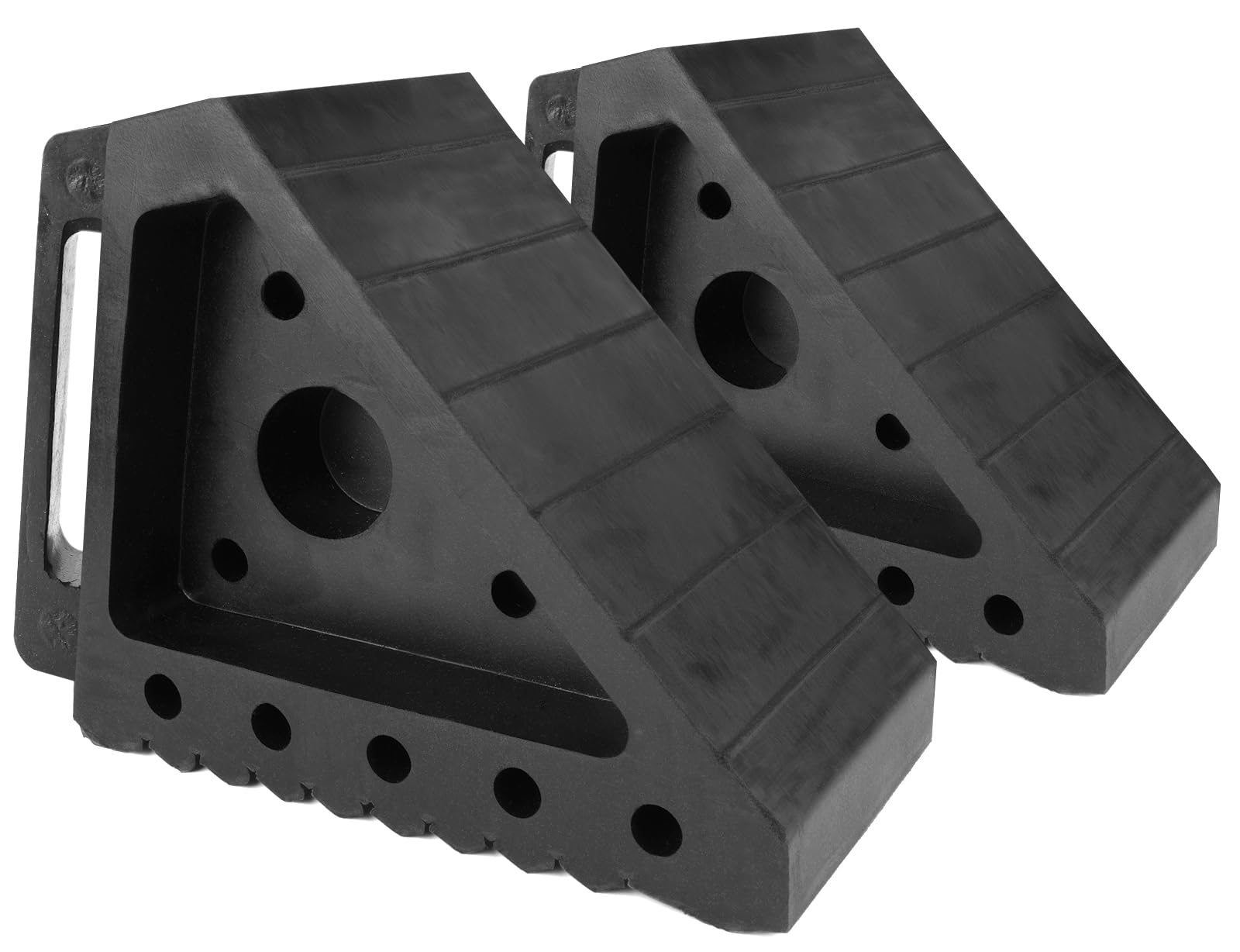 MaxxHaul Solid Rubber Wheel Chock 2-Pack | 8" x 4" x 6" Heavy-Duty Tire Stop | N