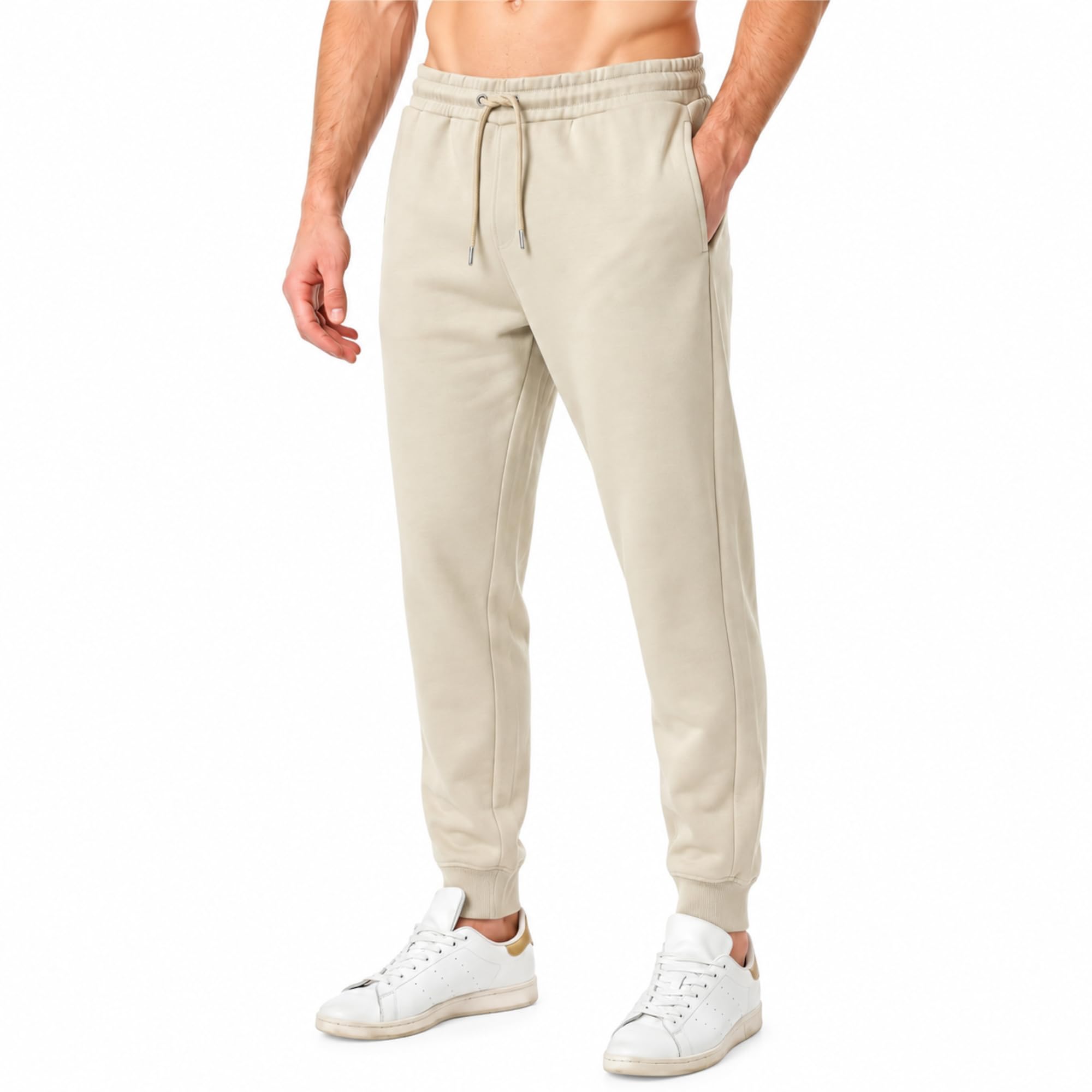 RIPT Men's Fleece Jogging Bottoms – Sweatpants with Drawstring, Tight Bottom and