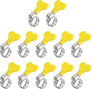 Worm Gear Hose Clamps, 12 Pcs 3/8" - 5/8" Key Type Adjustable Stainless Steel Hose Clamp with Plastic Handle to Secure Hose