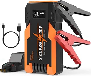 S ZEVZO ET05 Jump Starter 5000A Portable Car Jump Starter Battery Pack (7.2L Gas/ 5.5L Diesel), 51.8Wh 12V Jump Box with USB Ports, LCD Display and 3 Modes Flashlight