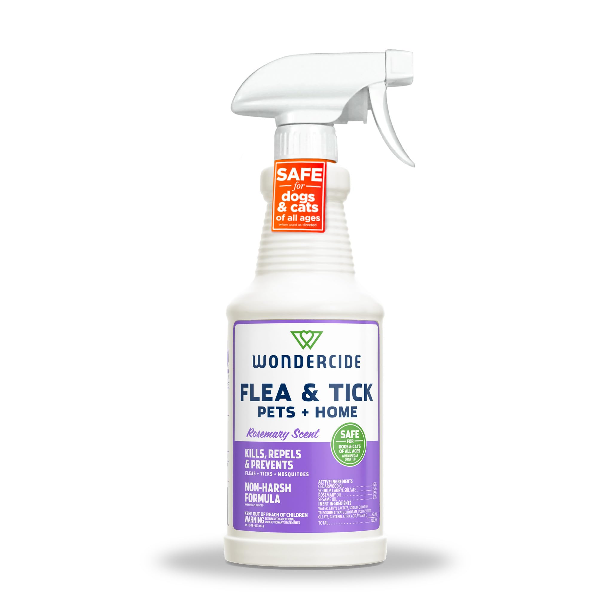 Wondercide Flea Tick & Mosquito Spray for Pets & Home - Rosemary 16 fl oz | With