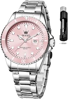 OLEVS Luxury Mens Chronograph Lunar Phase Two Tone Stainless Steel Waterproof Luminous Business Calendar