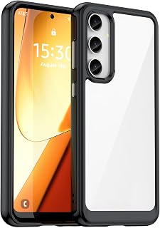 HOOMIL Case for Samsung Galaxy S23 FE 5G 6.4-Inch, Non-Yellowing, Drop Protection, Anti-Scratch, Transparent Hard Back Phone Cover - Black