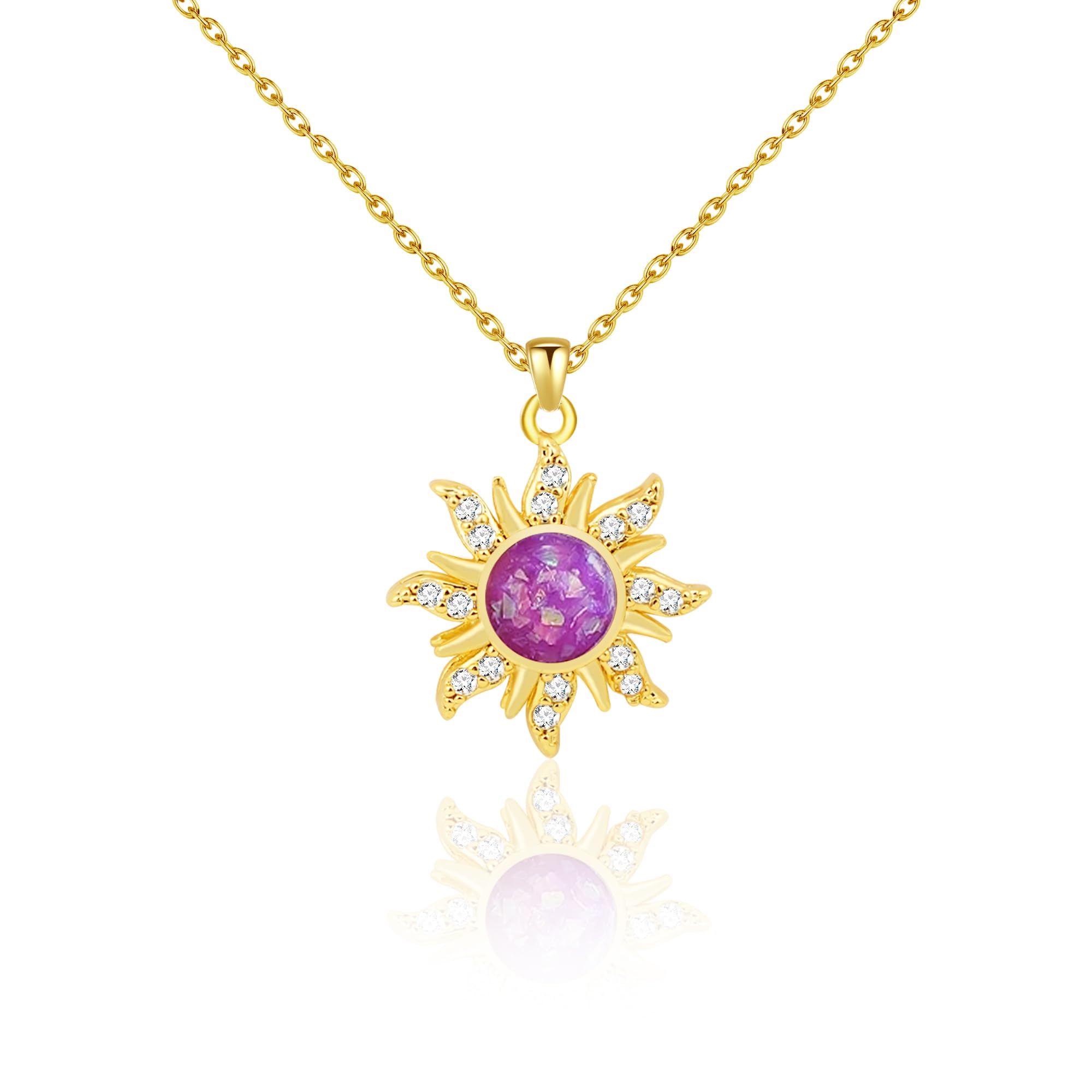 DAYANEY Rapunz Sun Necklace Purple Sun Jewelry Costume for Girls Women | Gold Su