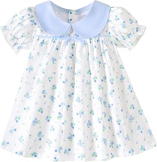 Kucnuzki Baby Girl Clothes Cute Spring Summer Sun Dresses Toddler Casual Puff Sleeve Floral Dress Girls Summer Outfits