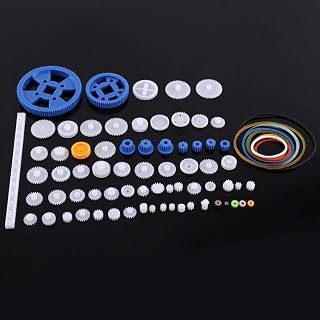 Plastic Gears Set, Pulley Belt Kits, Crown Gear Set, Robot Motor Toy DIY Parts, for Model Amateur(80 Gear Packages)