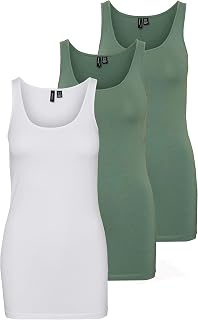 Vero Moda Women's Vmmaxi My Soft Long Tank Top Ga 3pack Vest (Pack of 3)