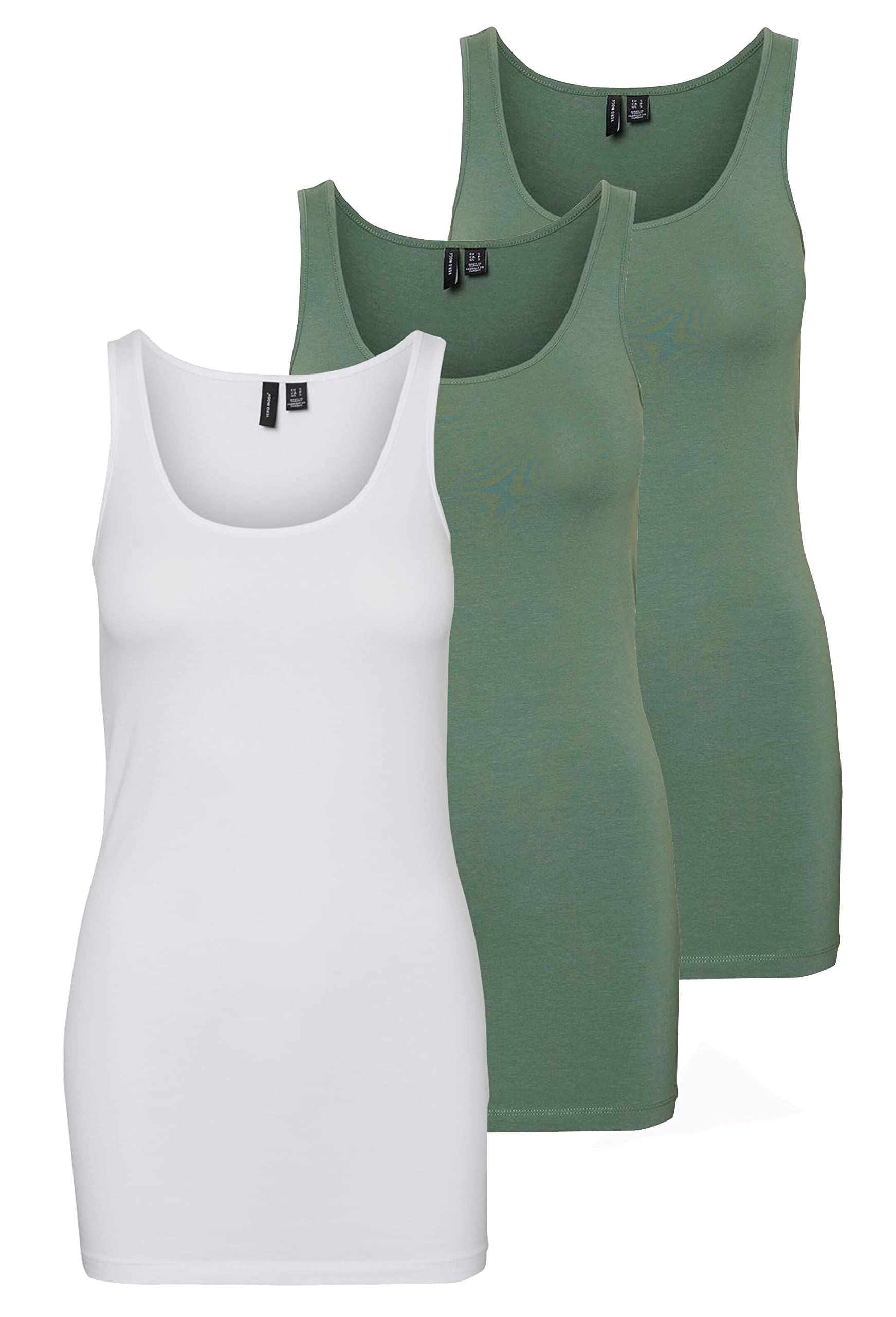 Vero Moda Women's Vmmaxi My Soft Long Tank Top Ga 3pack Vest (Pack of 3)