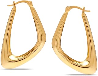 LeCalla 925 Sterling Silver Chunky Hoop Earrings | Italian Design Shrimp Earring | Lightweight Classic Click-Top Earring Hoops for Women