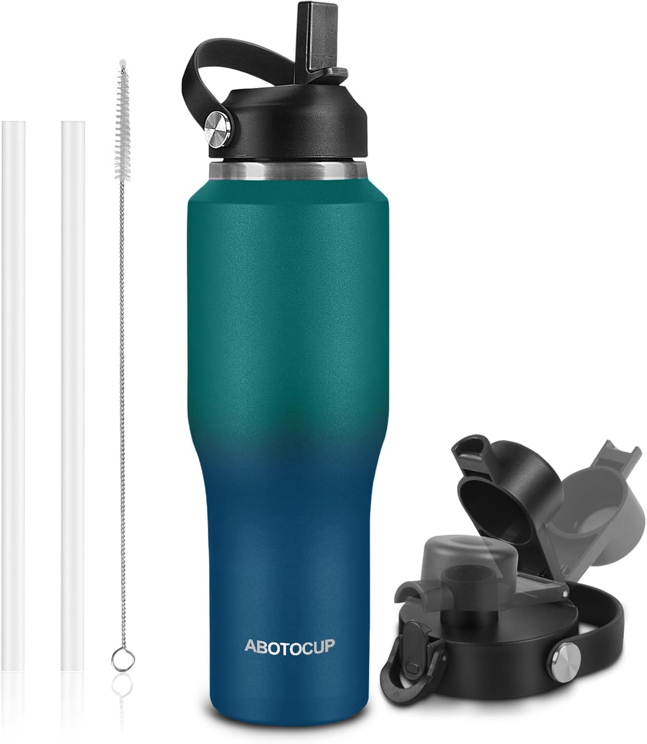 ABOTOCUP Insulated Water Bottle 32oz with Straw/Spout Lids, Stainless Steel Wate
