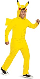 Disguise Kid's Pokemon Pikachu Costume | Child Pokemon Costume Hooded Jumpsuit | Boys & Girl's Pokemon Cosplay Outfit M