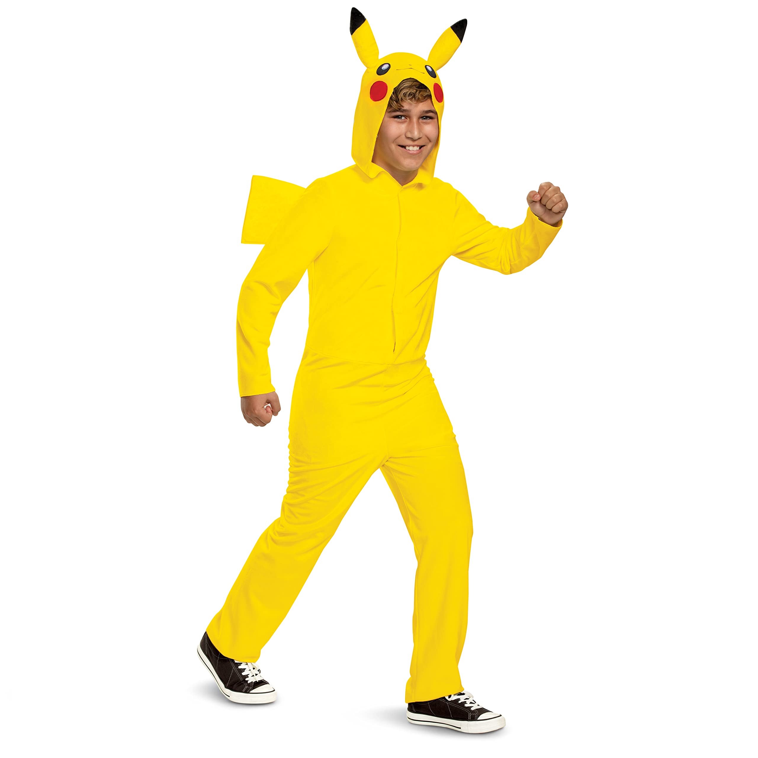 Disguise Kid's Pokemon Pikachu Costume | Child Pokemon Costume Hooded Jumpsuit |