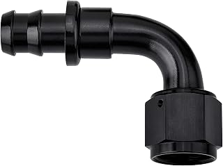 EVIL ENERGY 6 AN 90 Degree Push Lock Hose Fitting, Aluminum Barb Black | 3/8" Barb, 9/16-18 UNF, 1500 PSI Max, -40°F to 248°F, For Rubber Fuel Hose