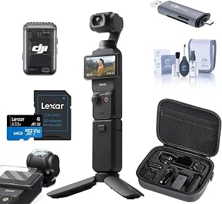 DJI Osmo Pocket 3 Creator Combo Bundle, Slinger Case (Creator Combo Bundle) | Creator Combo Bundle With Slinger Case, 64GB Card, Aries Screen Protector, Green Extreme USB Reader & PRO-OPTIC Cleaning Kit
