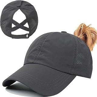 Ponytail Baseball Cap Women's Summer Adjustable Quick Drying Mesh Breathable Baseball Cap Unisex Criss Cross Hats Sports Hat