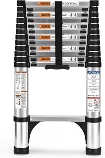 SocTone Telescoping Ladder, Stabilizers, Extension Ladder(12.5FT Standard) | Portable Telescopic RV Ladder for Outdoor Camper Trips Motorhome with Tool Platform