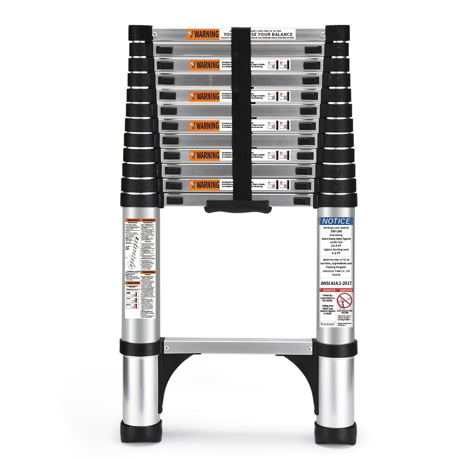 SocTone Telescoping Ladder, Stabilizers, Extension Ladder(12.5FT Standard) | Por
