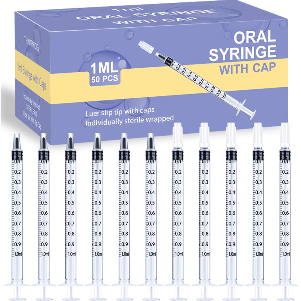 50 Pack 1ml Oral Syringe with Cap, No Needle Liquid Medicine Dropper | Individua