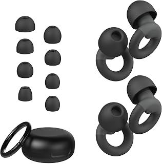 JUSTRVN Ear Plugs for Sleeping, 2 Pairs of Reusable Earplugs for Noise Reduction 25dB-30dB with 8 Ear Tips, Soft Hearing Protection EarPlugs for Concert,Noise Sensitivity, Study & Work
