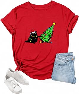 Cat Shirts for Women Black Cat Mom Shirt Cute Animal Graphic Tee Teen Funny Casual Short Sleeve Gift Tee Tops Clothes